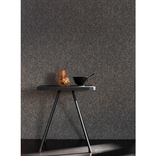 Casadeco Natura 83779505 SPRING Natur Törékeny ágak-finom rügyek "a tavasz első lehellete" antracit rézszín fémes mintarajzolat tapéta