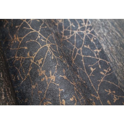 Casadeco Natura 83779505 SPRING Natur Törékeny ágak-finom rügyek "a tavasz első lehellete" antracit rézszín fémes mintarajzolat tapéta