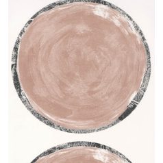   Casadeco Idylle 83814114 VOLTA ROSE NUDE design művészi geometrikus óriás körök fehér szürkés rózsaszín csillogó ezüst szegély tapéta