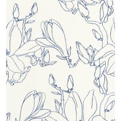   Casadeco Idylle 83826537 MAGNOLIA BLUE virágos stilizált magnólia fehér mélykék tapéta