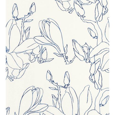 Casadeco Idylle 83826537 MAGNOLIA BLUE virágos stilizált magnólia fehér mélykék tapéta