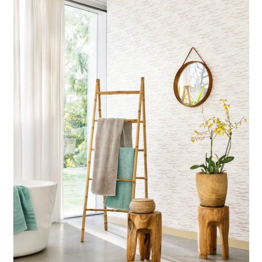 Casadeco Idylle 83834132  EMMA ROSE NUDE Natur az óceán hullámai festői megjelenítés krémfehér rózsaszín csillogó részletekkel tapéta