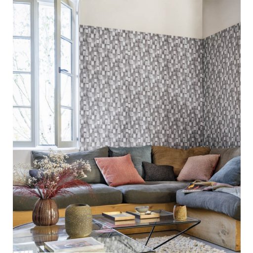 Casadeco Idylle 83849317  OPALE ANTHRACITE Natur ipari festett fémlemezek minta fehér szürke árnyalatok tapéta