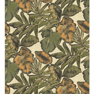   Casadeco Natura 83927363 PANORAMIQUE NAPO Natur Esőerdő stilizált lombozata sárga zöld antracit falpanel