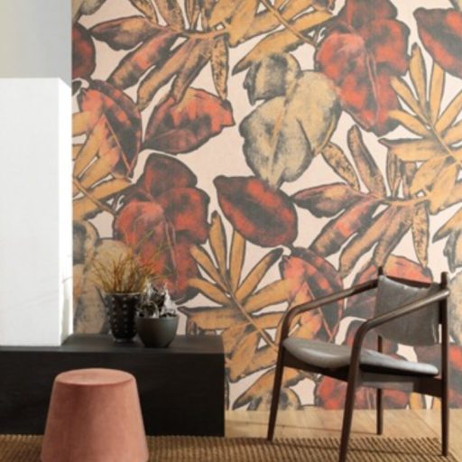 Casadeco Natura 83928361 PANORAMIQUE NAPO Natur Esőerdő stilizált lombozata bézs barna vörös antracit falpanel