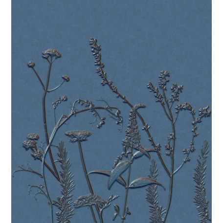 Casadeco Natura 83936484 PANORAMIQUE FIELD Natur Stilizált mezei virágok növények 3D kék árnyalatok barna falpanel