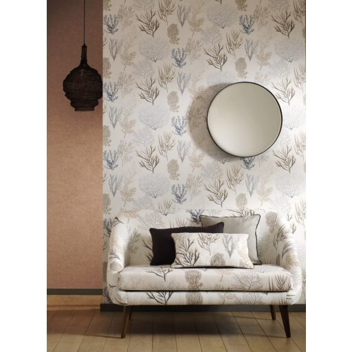 Casadeco Rivage 83976202 CORAIL Natur Különböző korallfajták megjelenítése krémfehér kék korallszín bézs sárgásbarna tapéta