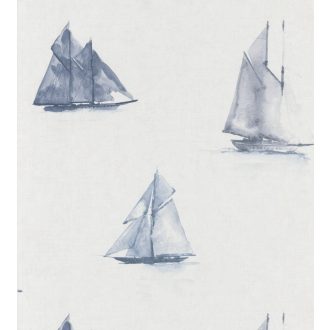   Casadeco Rivage 84016313 FREGATE Natur Művészi festői akvarell fregattok törtfehér mélykék árnyalatok tapéta
