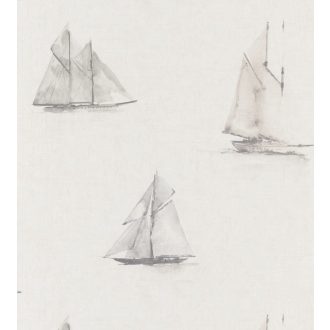   Casadeco Rivage 84019219 FREGATE Natur Művészi festői akvarell fregattok szürkésfehér szürke sötétszürke árnyalatok tapéta