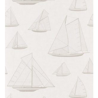   Casadeco Rivage 84021126 ARMADA Natur Grafikus Stilizált vitorlásflotta mint egy műszaki vázlat krém bézs tapéta