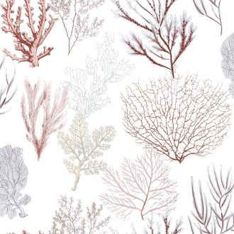   Casadeco Rivage 84208318 TISSU CORAIL Natur Különböző korallfajták megjelenítése krémfehér vörös kék pink aranysárga dekoranyag