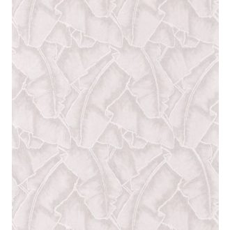   Casadeco Cuba 84320030  SELVA BLANC Natur texturázott trópusi levelek fehér szürke csillogó fémes fény tapéta