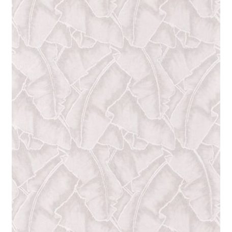 Casadeco Cuba 84320030  SELVA BLANC Natur texturázott trópusi levelek fehér szürke csillogó fémes fény tapéta