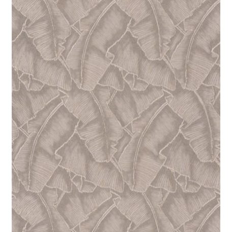 Casadeco Cuba 84321202  SELVA BEIGE Natur texturázott trópusi levelek sötét bézs csillogó fémes fény tapéta