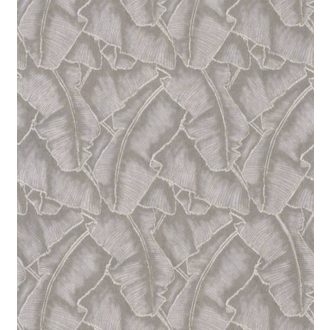   Casadeco Cuba 84321341 SELVA TAUPE Natur texturázott trópusi levelek sötét szürkésbézs csillogó fémes fény tapéta
