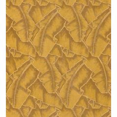   Casadeco Cuba 84322318 SELVA JAUNE Natur texturázott trópusi levelek meleg aranysárga barna csillogó fémes fény tapéta