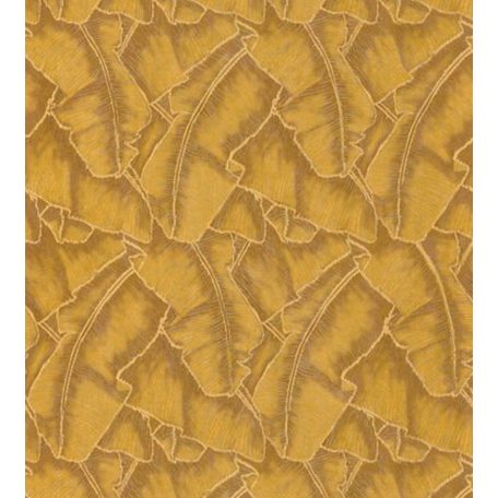 Casadeco Cuba 84322318 SELVA JAUNE Natur texturázott trópusi levelek meleg aranysárga barna csillogó fémes fény tapéta