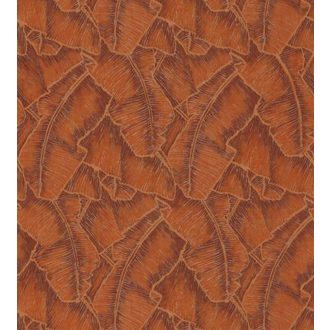   Casadeco Cuba 84323328 SELVA ORANGE Natur texturázott trópusi levelek meleg narancs csillogó fémes fény tapéta