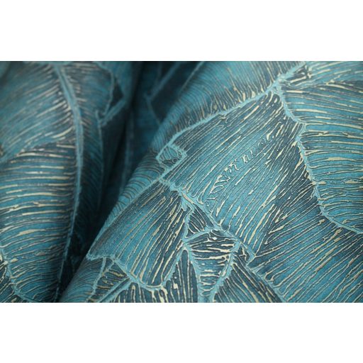 Casadeco Cuba 84326438 SELVA TURQUOISE Natur texturázott trópusi levelek telt türkiz csillogó fémes fény tapéta