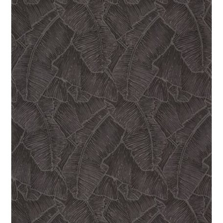 Casadeco Cuba 84329549 SELVA NOIR Natur texturázott trópusi levelek, fekete csillogó fémes fény tapéta