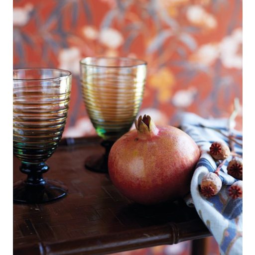 Casadeco Cuba 84333417 HABANA ORANGE  Natur egzotikus virágos szőlő vérnarancs/terrakotta szines tapéta