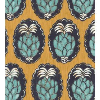   Casadeco Cuba 84352323 PINA JAUNE Natur trópusi dekoratív ananász motívum sárga felete zöld fehér tapéta