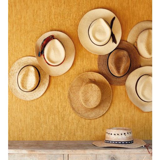 Casadeco Cuba 84362343 MADEIRA JAUNE Natur egyszínű texturált kéreghatás meleg sárga/aranysárga csillogó fémes fény tapéta