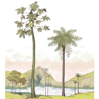   Casadeco Cuba 84377454 PANORAMIQUE LAGUNA VERT festői trópusi lagúna fehér zöld szines falpanel