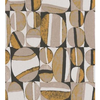   Casadeco Nangara NANG84382501 ANANGU JAUNE MOUTARDE et NOIR Etno Natur festett sziklák mustársárga bézs fehér fekete tapéta