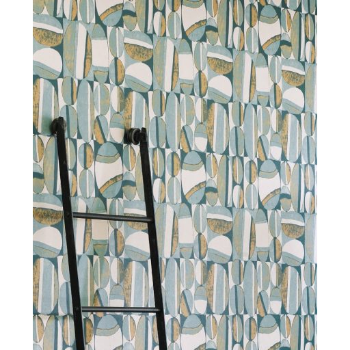 Casadeco Nangara NANG84387335 ANANGU BLUE/VERT/EMERAUDE Etno Natur festett sziklák kék zöld smaragd fehér tapéta