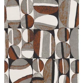   Casadeco Nangara NANG84389532 ANANGU NOIR et CUIVRE Etno Natur festett sziklák rézszín fekete szürke fehér tapéta