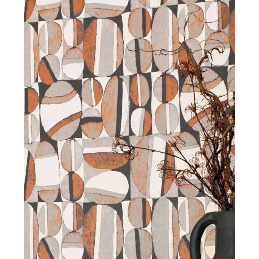 Casadeco Nangara NANG84389532 ANANGU NOIR et CUIVRE Etno Natur festett sziklák rézszín fekete szürke fehér tapéta