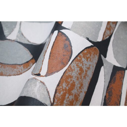 Casadeco Nangara NANG84389532 ANANGU NOIR et CUIVRE Etno Natur festett sziklák rézszín fekete szürke fehér tapéta