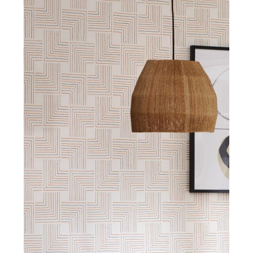 Casadeco Nangara NANG84390534 TINGARI NOIR et BLANC Grafikus pont és vonalmintázat szürkésfehár fekete fémes rézszín tapéta