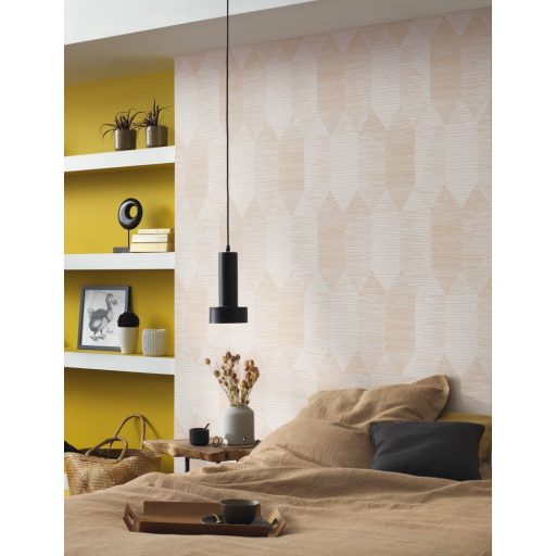 Casadeco Nangara NANG84401230  KIPARA BEIGE Geometrikus textúrázott vonalakkal kialakított hatszög mozaik krém bézs barna tónusok tapéta