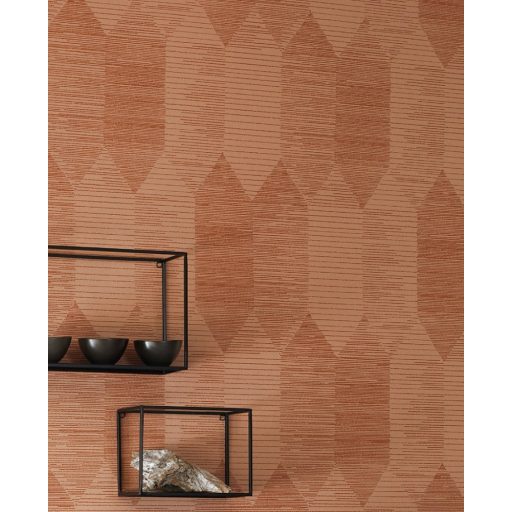 Casadeco Nangara NANG84403314 KIPARA CUIVRE Geometrikus textúrázott vonalakkal kialakított hatszög mozaik barna narancs rézszín tapéta