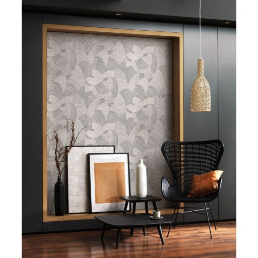 Casadeco Nangara NANG84410409 TJALA BLANC et NOIR Grafikus ősi kavargó etno minta fekete fehér tapéta