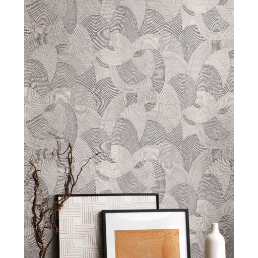 Casadeco Nangara NANG84410409 TJALA BLANC et NOIR Grafikus ősi kavargó etno minta fekete fehér tapéta