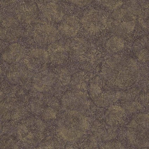 FOSSILIUM AUBERGINE Natur őskori növényi kövület telt padlizsánlila fémes arany tapéta