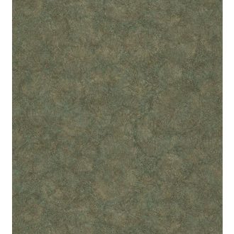 84517323 FOSSILIUM VERT Natur őskori növényi kövület telt zöld fémes arany tapéta