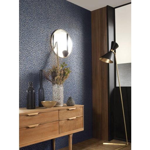 84546543 BULLAE BLUE Natur csillogó buborékok antracit mélykék árnyalatok tapéta