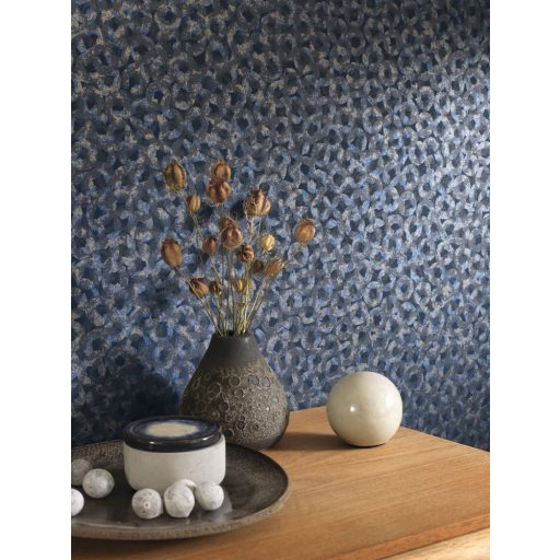 84546543 BULLAE BLUE Natur csillogó buborékok antracit mélykék árnyalatok tapéta