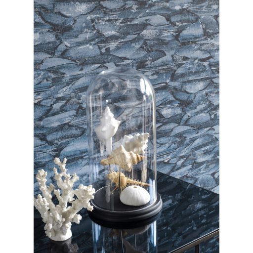 84566440 OCEANUM BLEU Natur óceán hullámai mélykék fekete fémes csillogó tapéta