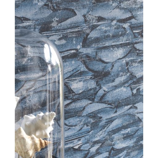 84566440 OCEANUM BLEU Natur óceán hullámai mélykék fekete fémes csillogó tapéta