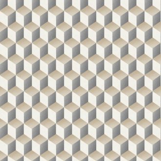   Casadeco Perception RYTHM 86471518 Kubizmus és Elegancia Geometrikus háromdimenziós minta krém sárgásbézs sötétszürke tapéta