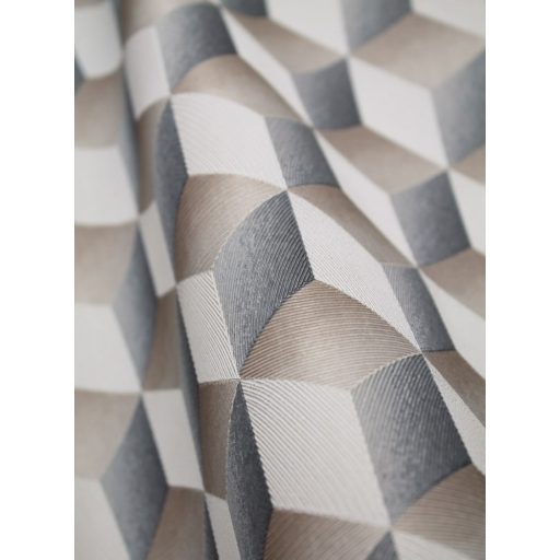 Casadeco Perception RYTHM 86471518 Kubizmus és Elegancia Geometrikus háromdimenziós minta krém sárgásbézs sötétszürke tapéta