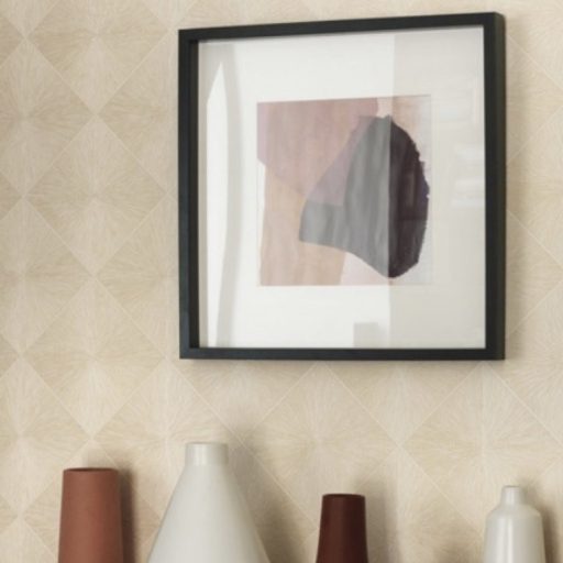 Casadeco Utopia 85131351 PERCEPTION BLANC/DORE Geometrikus origometszésű rombuszok /gyémánt/ fehér bézsarany tapéta