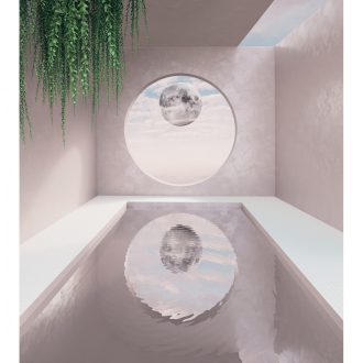   Casadeco Utopia 85164274 EVASION ROSE Natur vízfelület és felhők szürke világoskék fehér falpanel