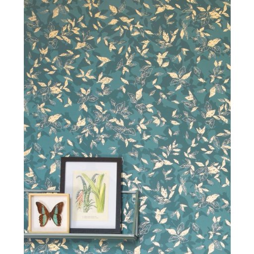 Casadeco Jardins Suspendus 85207202 GADAGNE Natur Reneszánsz kert zöld sötétzöld arany fénylő mintarészletek tapéta