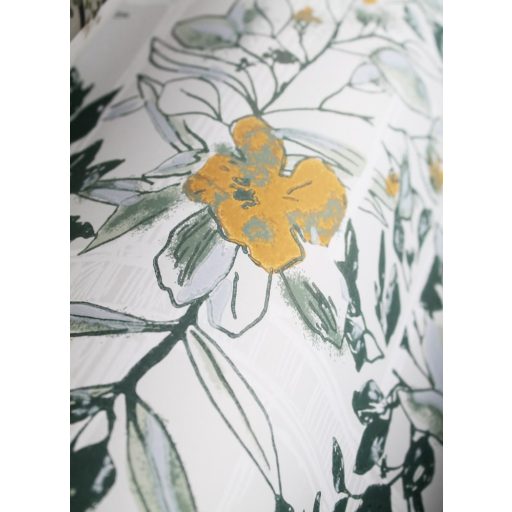 Casadeco Jardins Suspendus 85232241 CAMELIA Natur a Camelia üvegház pompás virágai krémszürke fehér zöld árnyalatok okkersárga tapéta